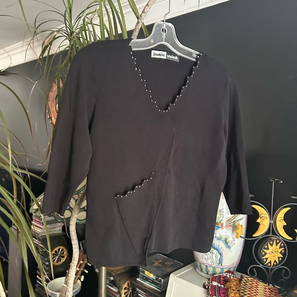 Jamie Sadock Elegant Black Knit Top M - Picture 9 of 13